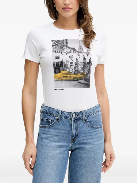 Tricou Dkny cu imagine alb