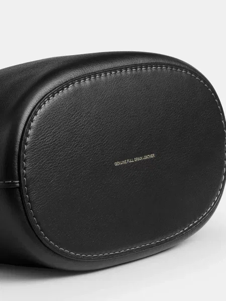 Кожаная сумка ведро Coach серая