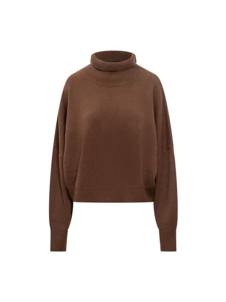 Sweter Loulou Studio wełniany ze stójką brązowy