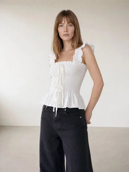 ARMIE Top The Emma Slim-Fit Bow Top' biela