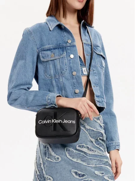 Calvin Klein Jeans Дамска чанта Sculpted Camera Mono черен
