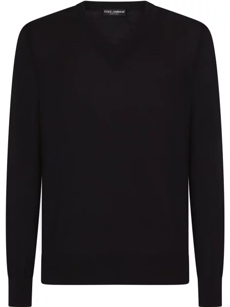 Pulover Dolce & Gabbana tricotate cu decolteu în V albastru