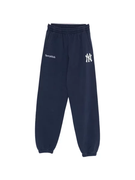 Pantaloni Sporty & Rich cu broderie alergare albastru