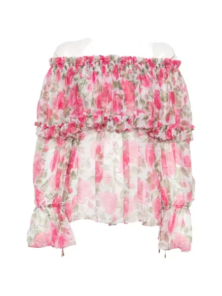 Bluză Chloé cu model floral cu imagine roz