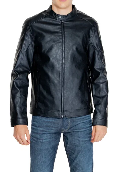 Geanta de piele Jack & Jones negru
