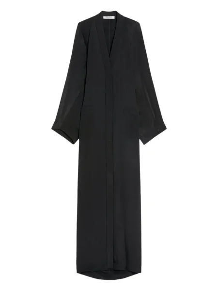 Szeroka sukienka maxi Max Mara z dekoltem w serek garniturowa czarna