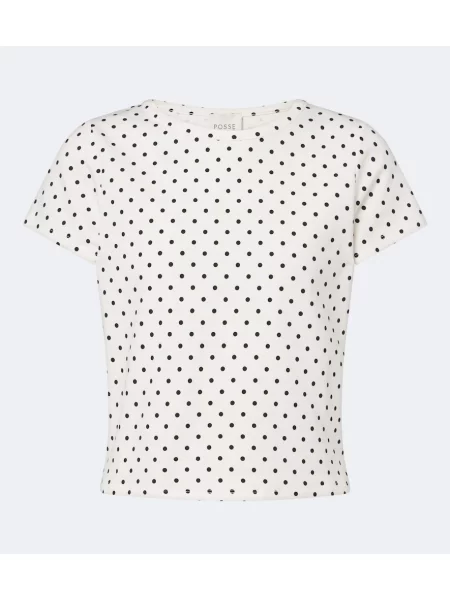 Tricou Posse cu buline din jerseu alb