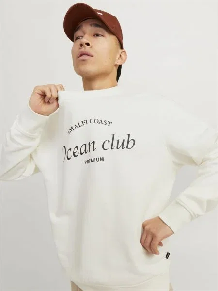 JACK & JONES Majica OCEAN CLUB kremna / črna