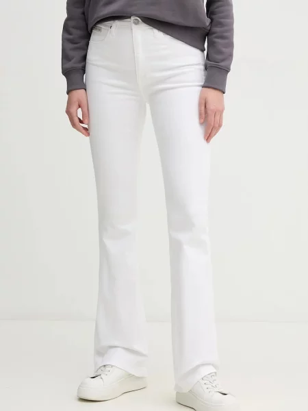 Дънки Calvin Klein Jeans с висока талия бяло