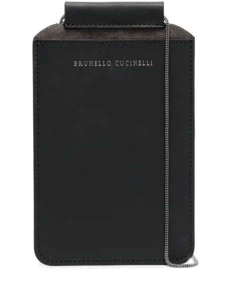 Geantă Brunello Cucinelli din piele cu mărgele negru