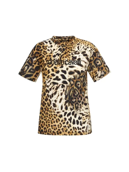 Koszulka Roberto Cavalli w panterkę brązowa