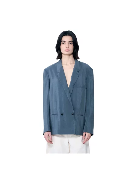 Lekki marynarka Lemaire dwurzędowa wełniana szara