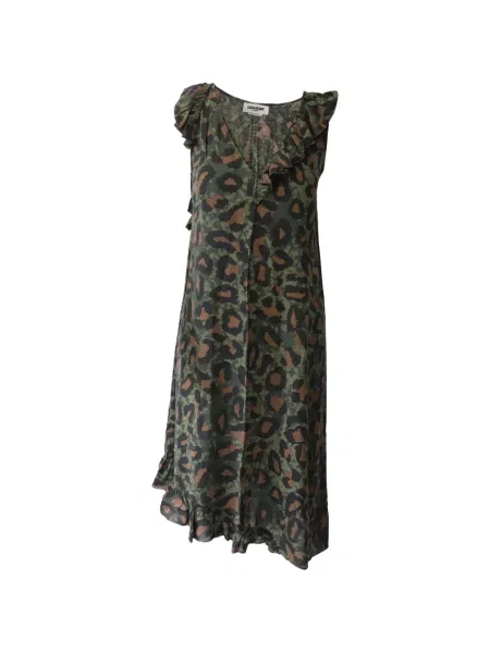 Rochie midi Zadig&voltaire cu imagine cu model leopard până la genunchi verde