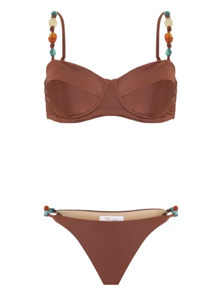 Bikini Brigitte z koralikami na ramiączkach brązowy