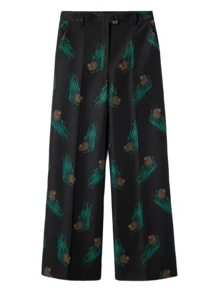Pantaloni La Doublej cu model floral cu imagine negru