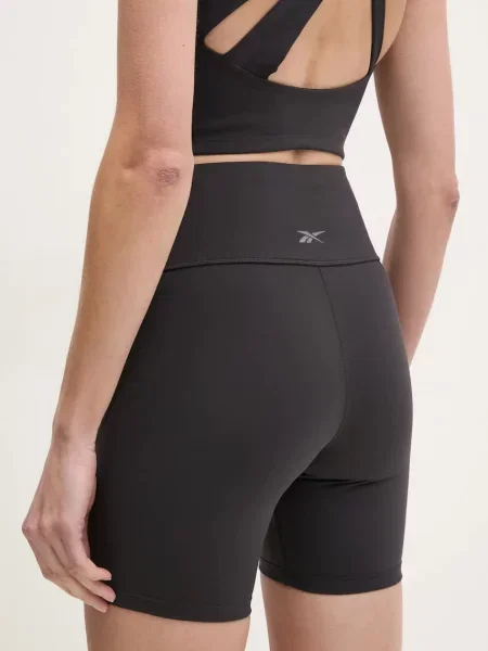 Reebok pantaloni scurți de antrenament LUX Collection uni high waist negru