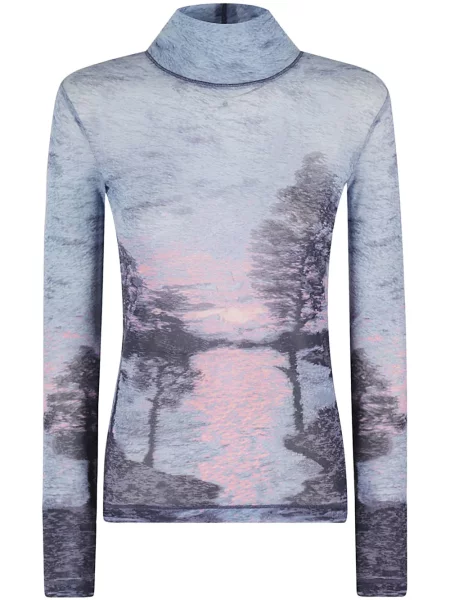 Top Maison Kitsune cu imagine plasă gri