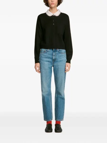 Top Sandro cu perle negru