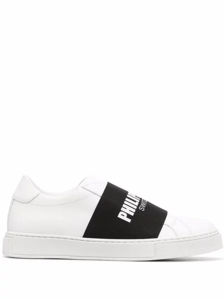 Sneakerși Philipp Plein cu imagine slip-on alb