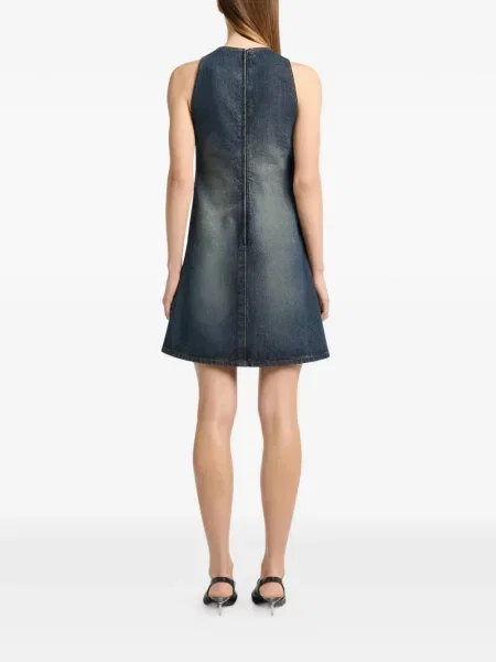 Rochie din denim Courreges în linie A albastru