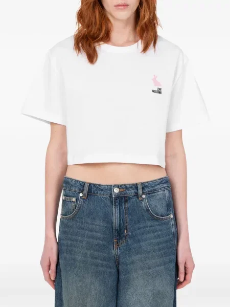 Tricou Love Moschino din jerseu alb