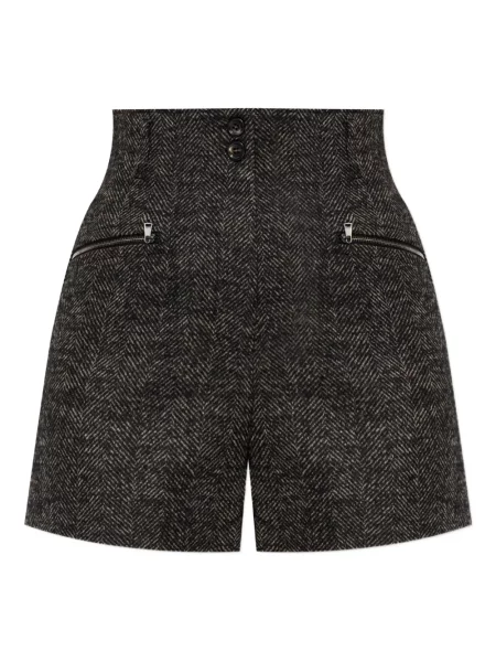 Pantaloni scurți Max Mara cu model herringbone maro