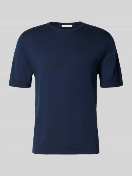 Bluzka z dzianiny o kroju regular fit z bawełny ekologicznej model ‘TORINO’ Selected Homme granatowa