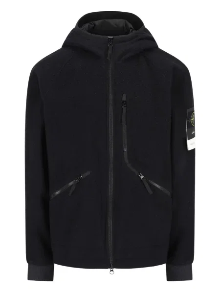 Geacă Stone Island cu glugă cu strasuri albastru