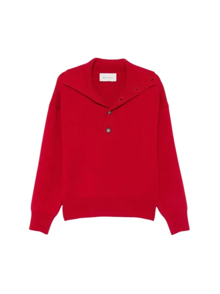 Sweter z golfem Ami Paris wełniany czerwony