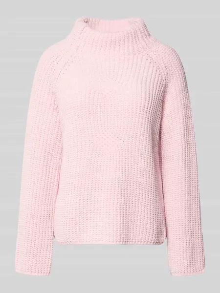 Sweter z dzianiny ze stójką model ‘Basic Chenille’ Monari różowy