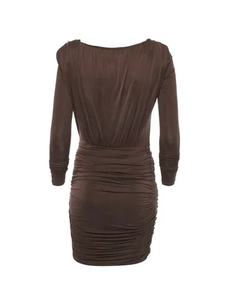 Rochie Elisabetta Franchi cu volane din jerseu maro