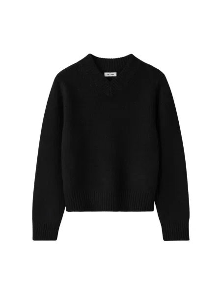 Sweter Soft Goat z dekoltem w serek chunky czarny
