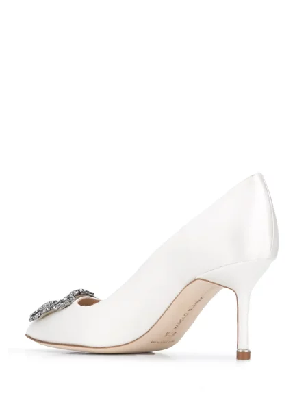 Pantofi cu toc Manolo Blahnik cu cataramă alb