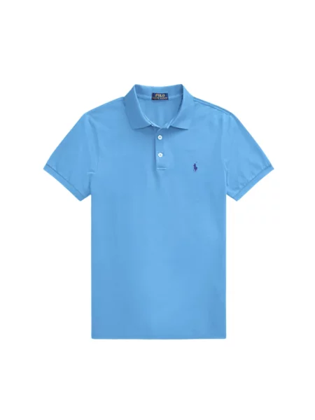 Koszulka polo o kroju slim fit z czystej bawełny Ralph Lauren niebieska