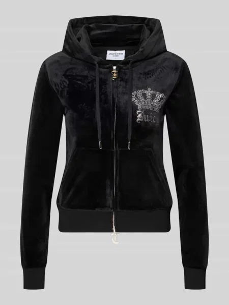 Bluza rozpinana z obszyciem ozdobnymi kamieniami model GOTHIC CROWN ROBERTSON' Juicy Couture czarna