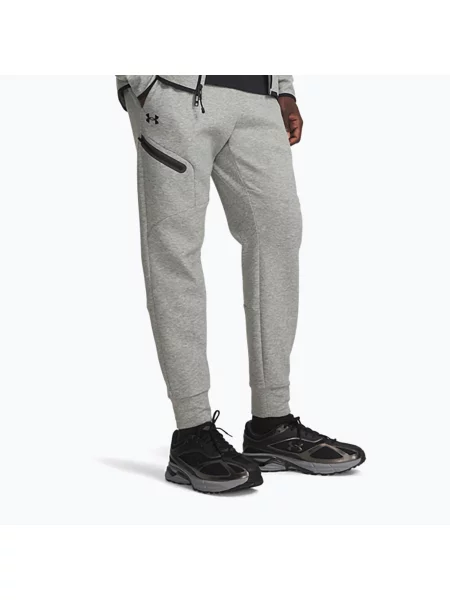 Мъжки панталони Under Armour Unstoppable Fleece mod grey/black черно