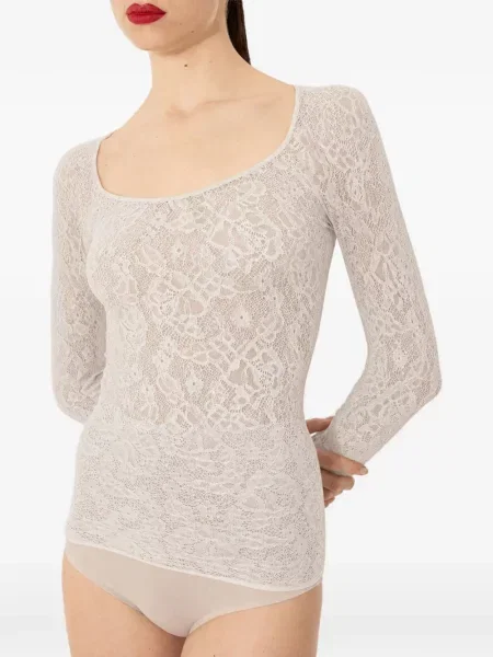 Top Wolford cu model floral alb