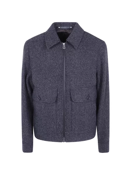 Geacă Ps Paul Smith cu model herringbone albastru