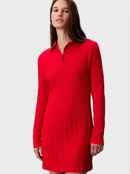 Жакардова джинсова сукня Calvin Klein Jeans червона