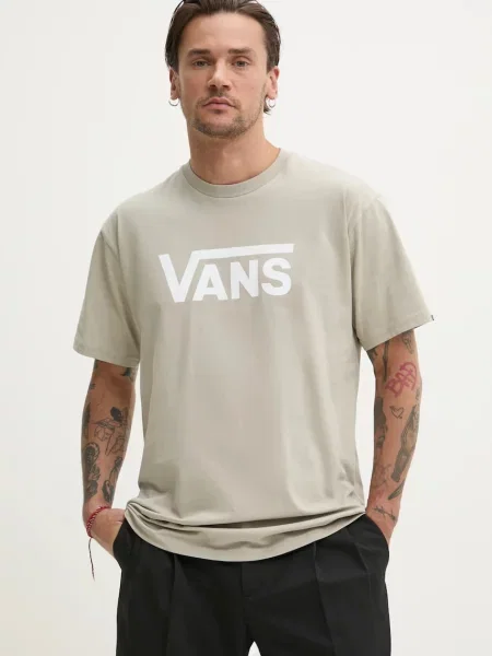 Тениска Vans с принт бежово