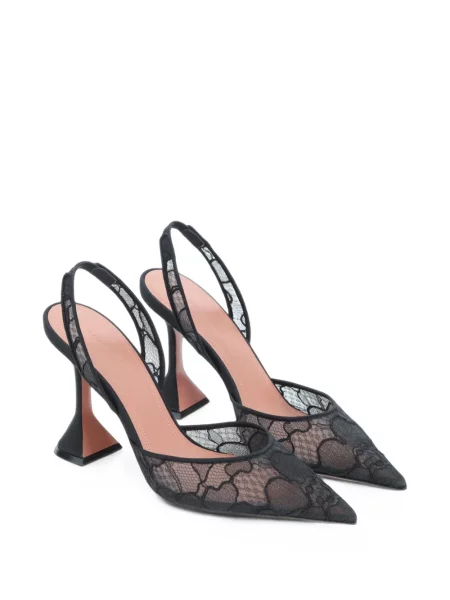 Pantofi cu toc Amina Muaddi din dantelă negru