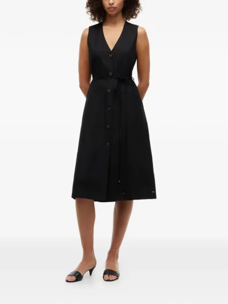 Rochie midi Tommy Hilfiger cu decolteu în V negru