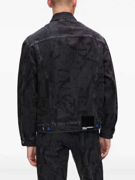 Geacă de blugi Karl Lagerfeld Jeans cu imagine negru