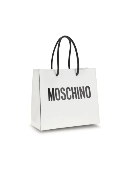 Shopperka Moschino skórzana z logo biała