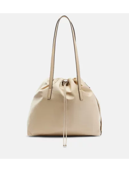 Kožená kožená taška Moncler béžová