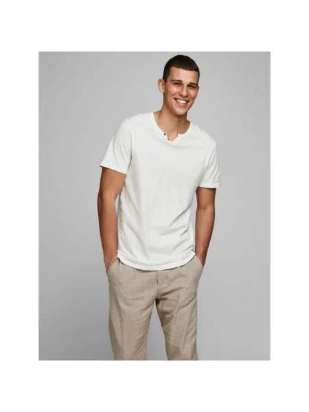 Jack & Jones Koszulki Mężczyzna L T-shirt z dekoltem w serek biały