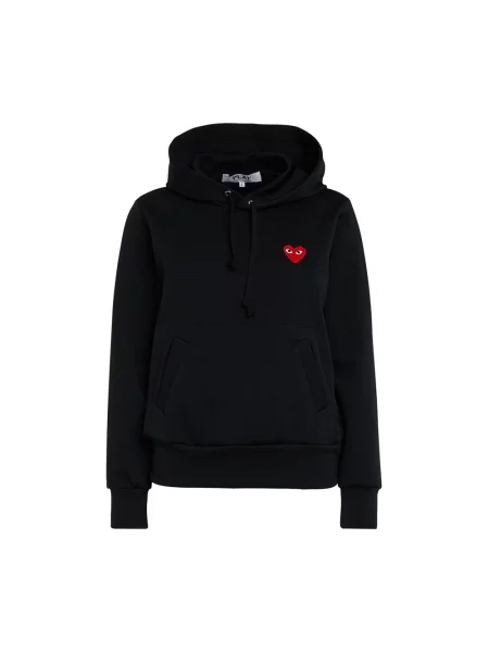 Bluza z kapturem Comme Des Garcons Play z kapturem z nadrukiem w serca czarna