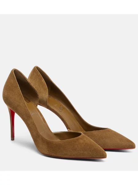 Pantofi cu toc Christian Louboutin din piele de căprioară maro