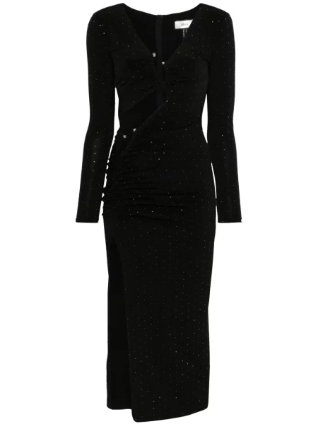 Rochie midi Nissa de cristal până la genunchi de costum negru