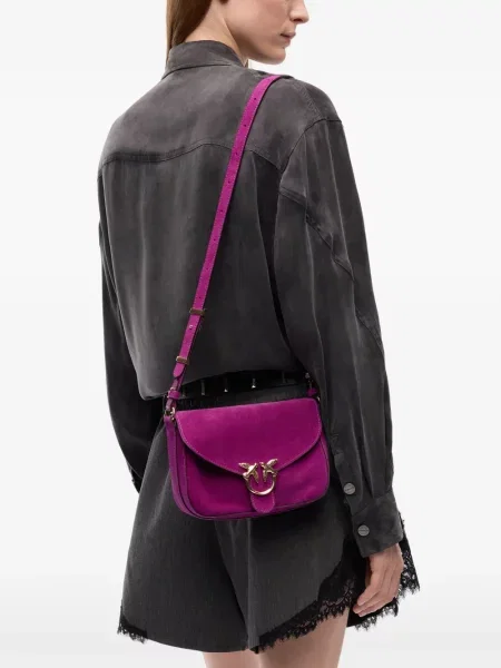 Geantă Pinko din piele de căprioară violet
